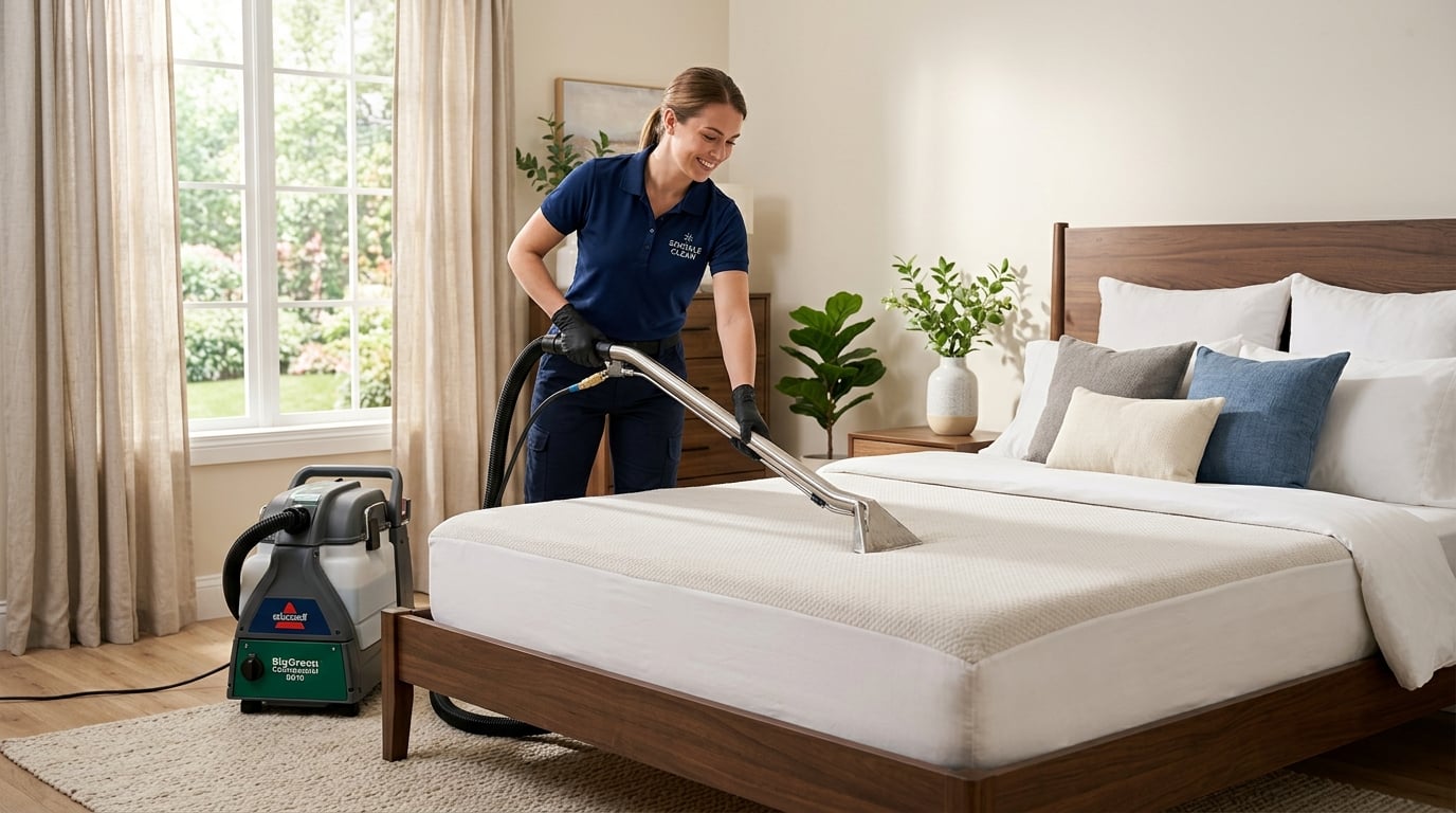 Especialista Mite Free Clean realizando limpieza y desinfección a domicilio